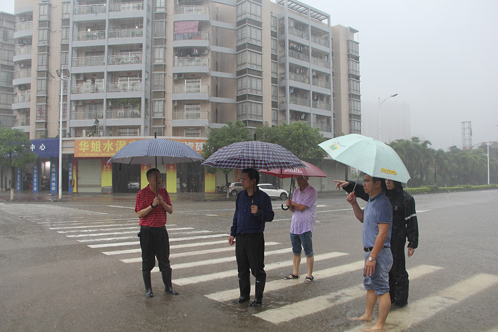 陈广尊副区长到福兴路福安路振仕路等路段察看暴雨灾情