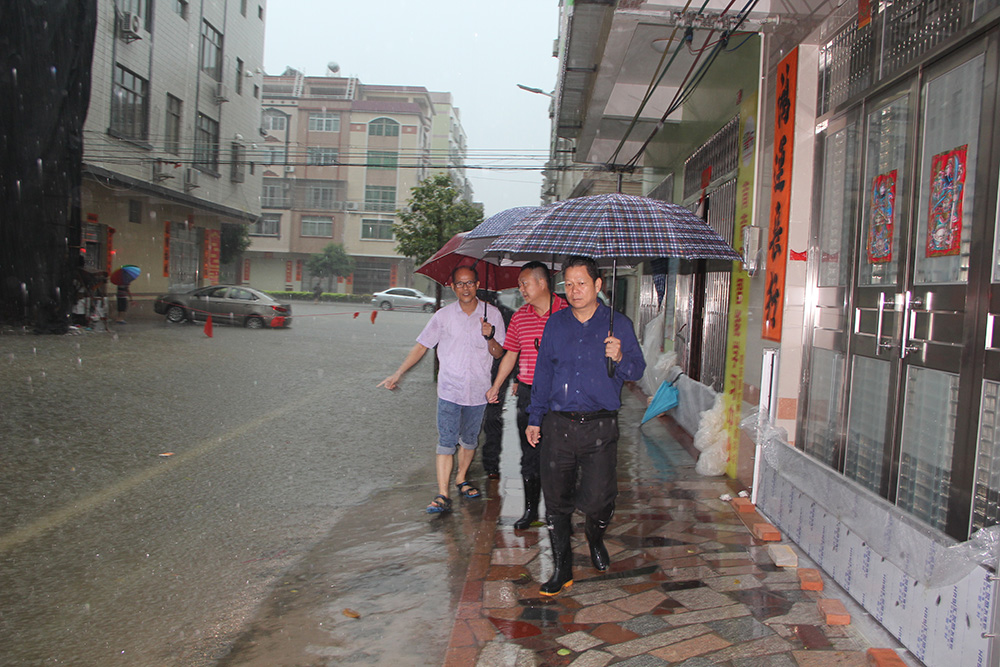 陈广尊副区长到福兴路福安路振仕路等路段察看暴雨灾情